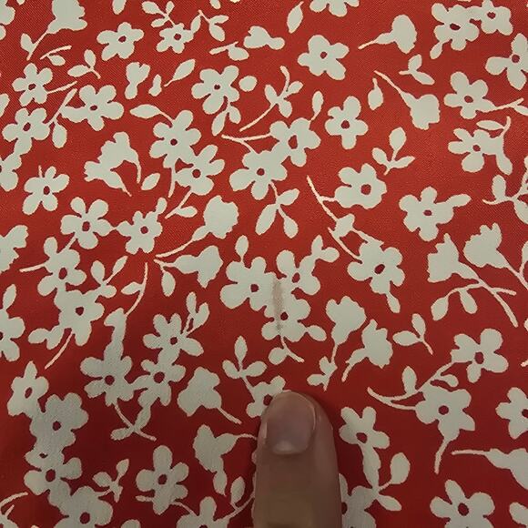 Women's J. Crew Red & White Floral Elastic Waist Midi Skirt | Size Small - Picture 11 of 11